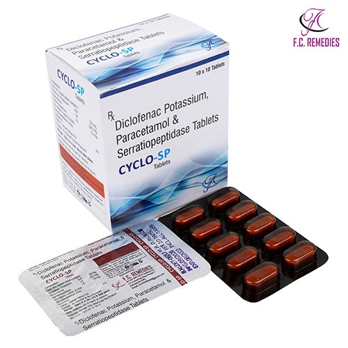 Diclofenac Potassium, Paracetamol & Serratiopeptidase Tablets