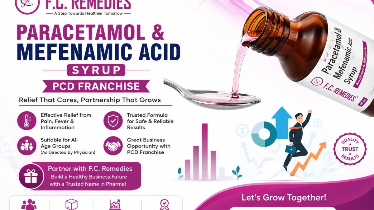 Paracetamol and Mefenamic Acid Syrup Brand for PCD Franchise